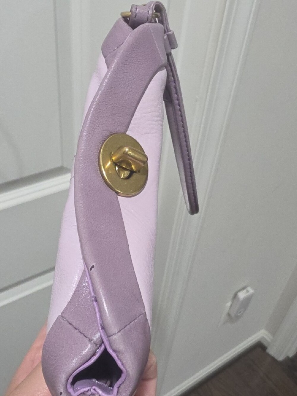 Coach Lilac Leather Wristlet Clutch with Gold Hardware - Picture 7 of 9